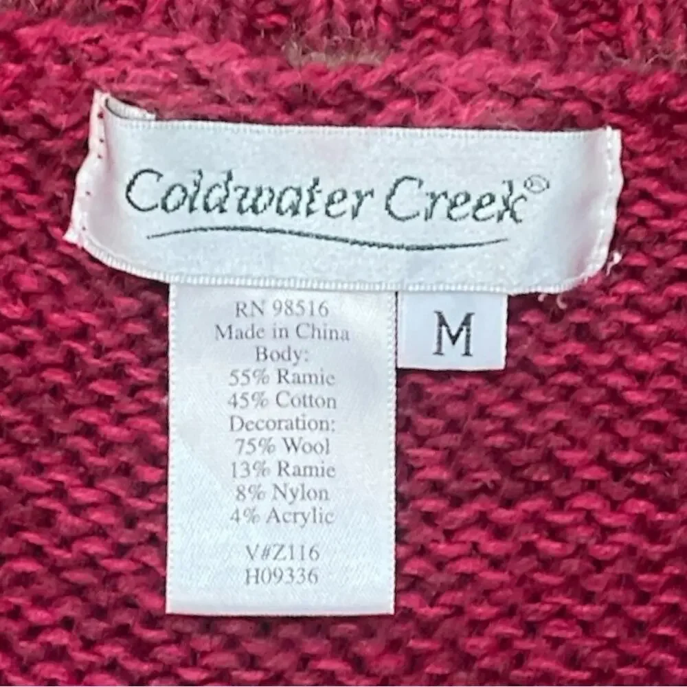 VTG Y2K 90s Coldwater Creek 1/4 Zip Fall Embroidered Sweater Size M Cabincore